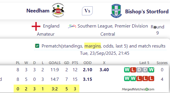 Needham Vs Bishop's Stortford screenshot