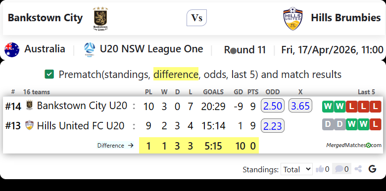 Bankstown City Vs Hills Brumbies screenshot