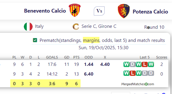 Benevento Calcio Vs Potenza Calcio screenshot