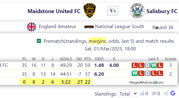 Maidstone United FC Vs Salisbury FC screenshot