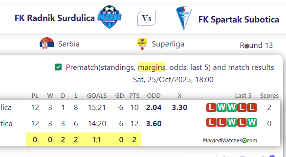FK Radnik Surdulica Vs FK Spartak Subotica screenshot