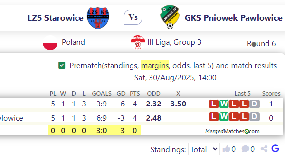 LZS Starowice Vs GKS Pniowek Pawlowice screenshot