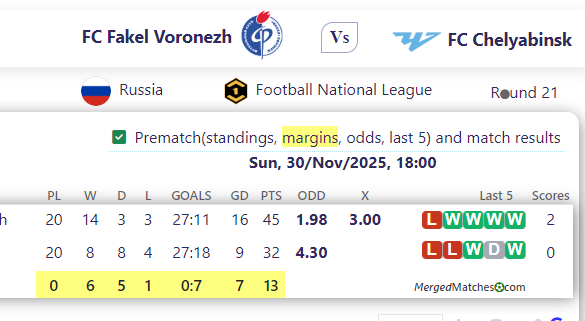 FC Fakel Voronezh Vs FC Chelyabinsk screenshot