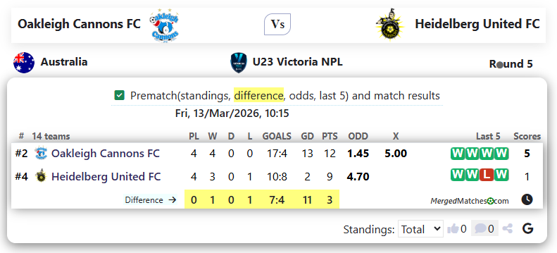 Oakleigh Cannons FC Vs Heidelberg United FC screenshot