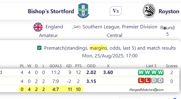 Bishop's Stortford Vs Royston screenshot