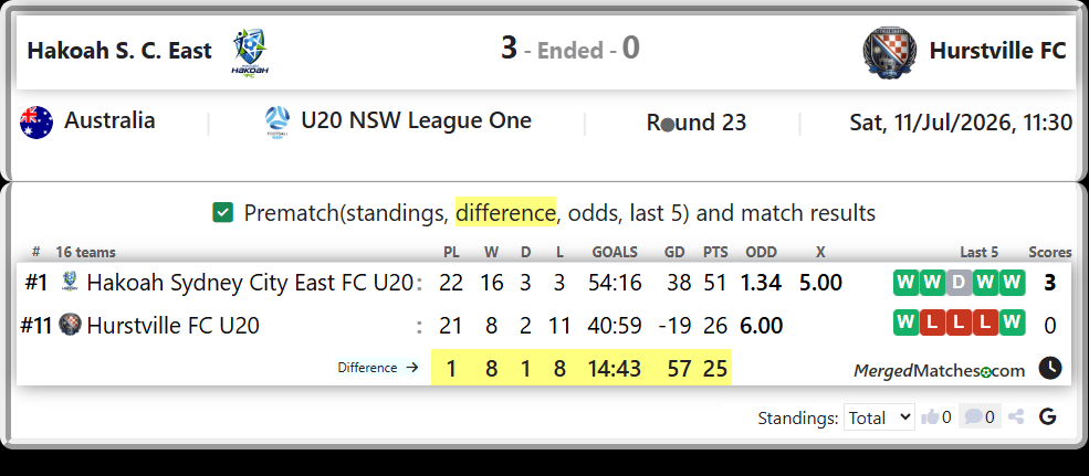 Hakoah Sydney City East FC U20 Vs Hurstville FC U20 screenshot