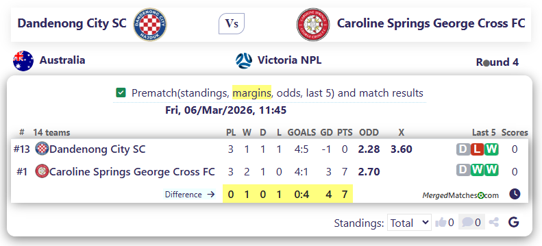 Dandenong City SC Vs Caroline Springs George Cross FC screenshot