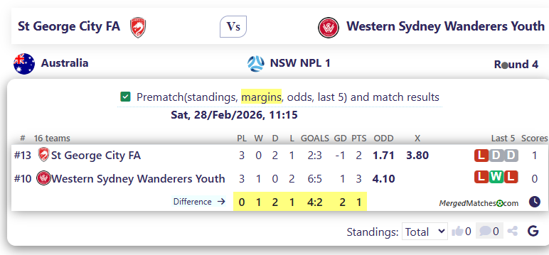 St George City FA Vs Western Sydney Wanderers Youth screenshot