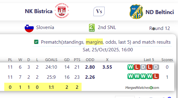 NK Bistrica Vs ND Beltinci screenshot
