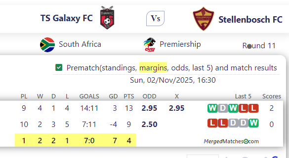 TS Galaxy FC Vs Stellenbosch FC screenshot